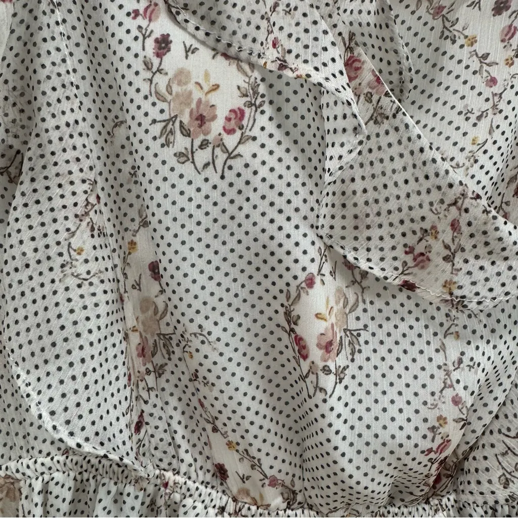 Carly Jean Los Angeles size‎ Small Ruffle Midi Dress Long Sleeve Paisley Dot - Image 2