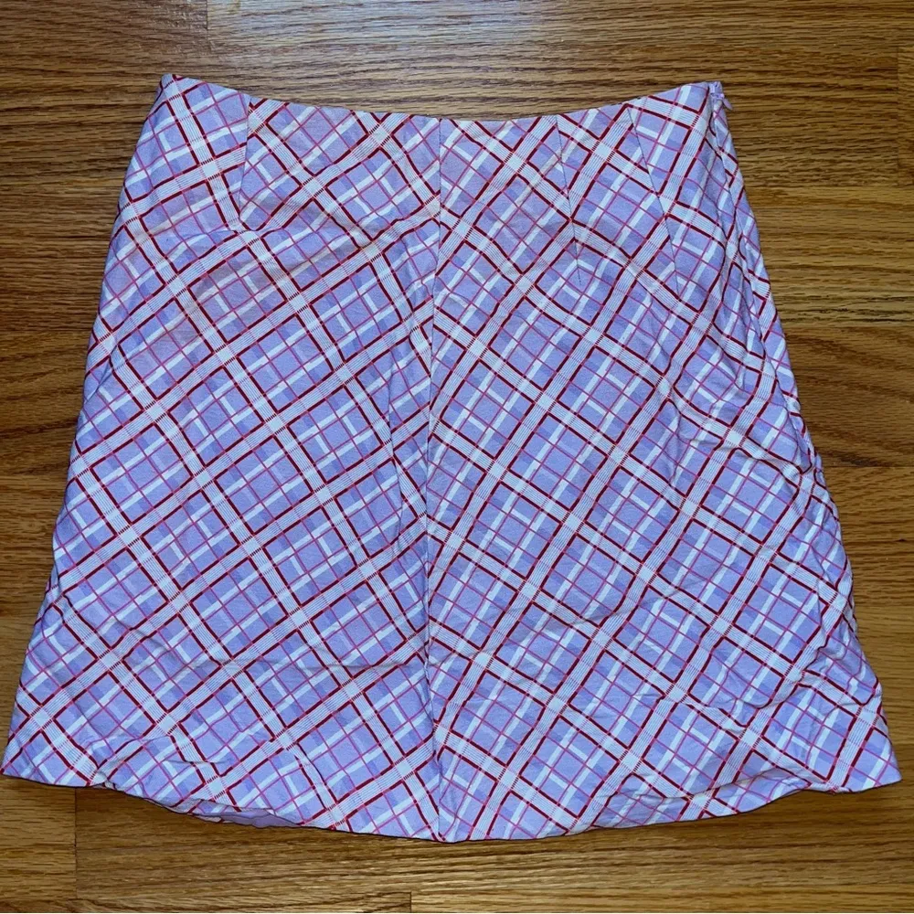 purple pink and red plaid skirt size XS / 0-2 - Image 2