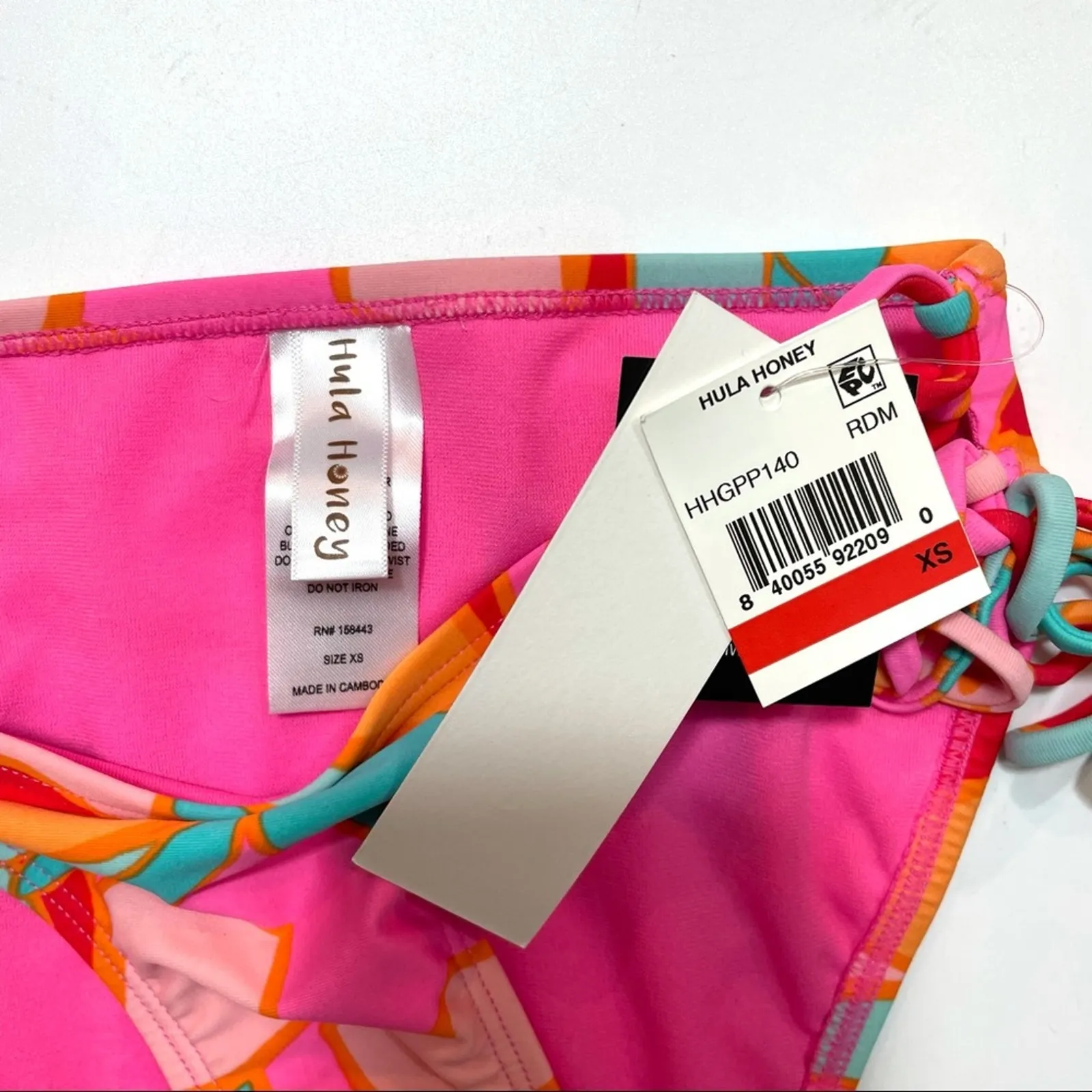 Hula Honey red multi bikini swim bottom XSm - Image 3