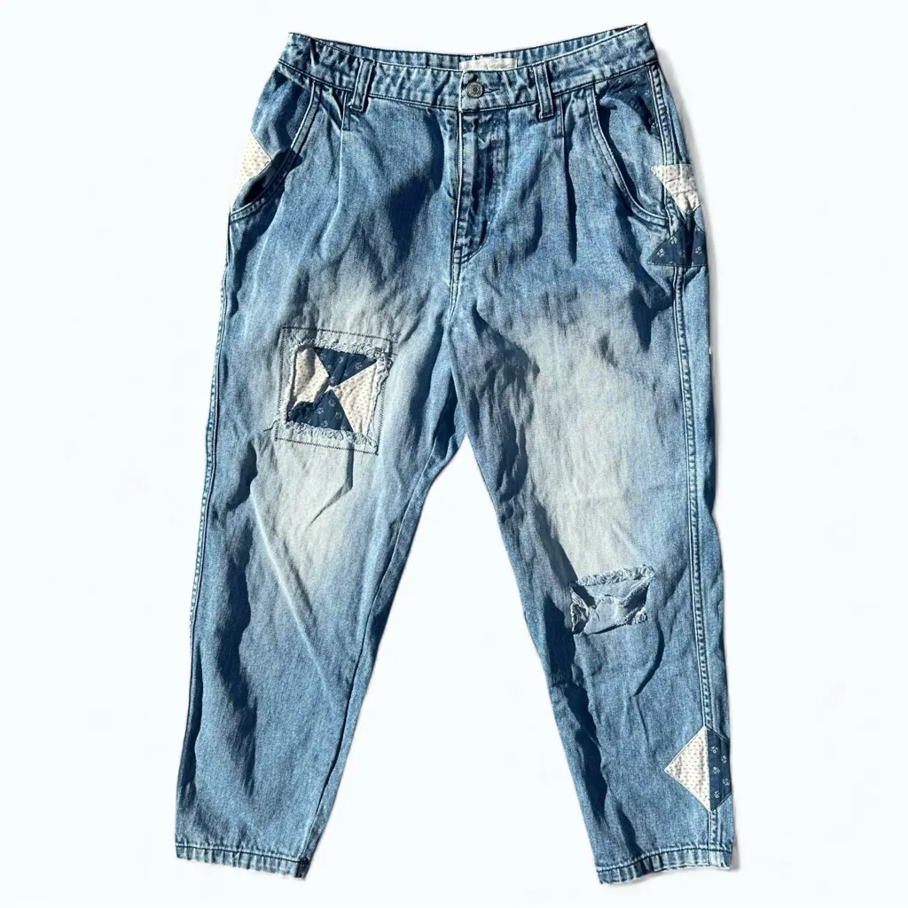 We The Free Down To Earth Patchwork Jeans Size 28 - Image 3