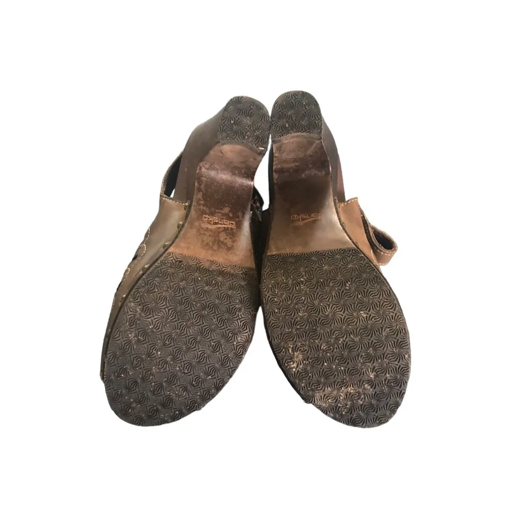 Dansko Rowena Lasercut  Slingback Open Toe Wood Heeled Sandals Sz 40 Buckle - Image 9