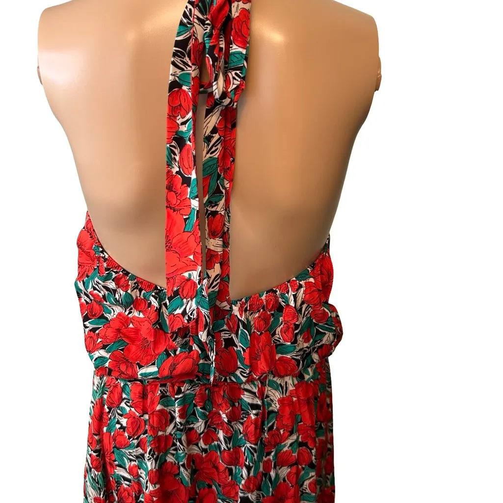 Pretty Garden Red Halter Tie Front Maxi Dress - Image 8