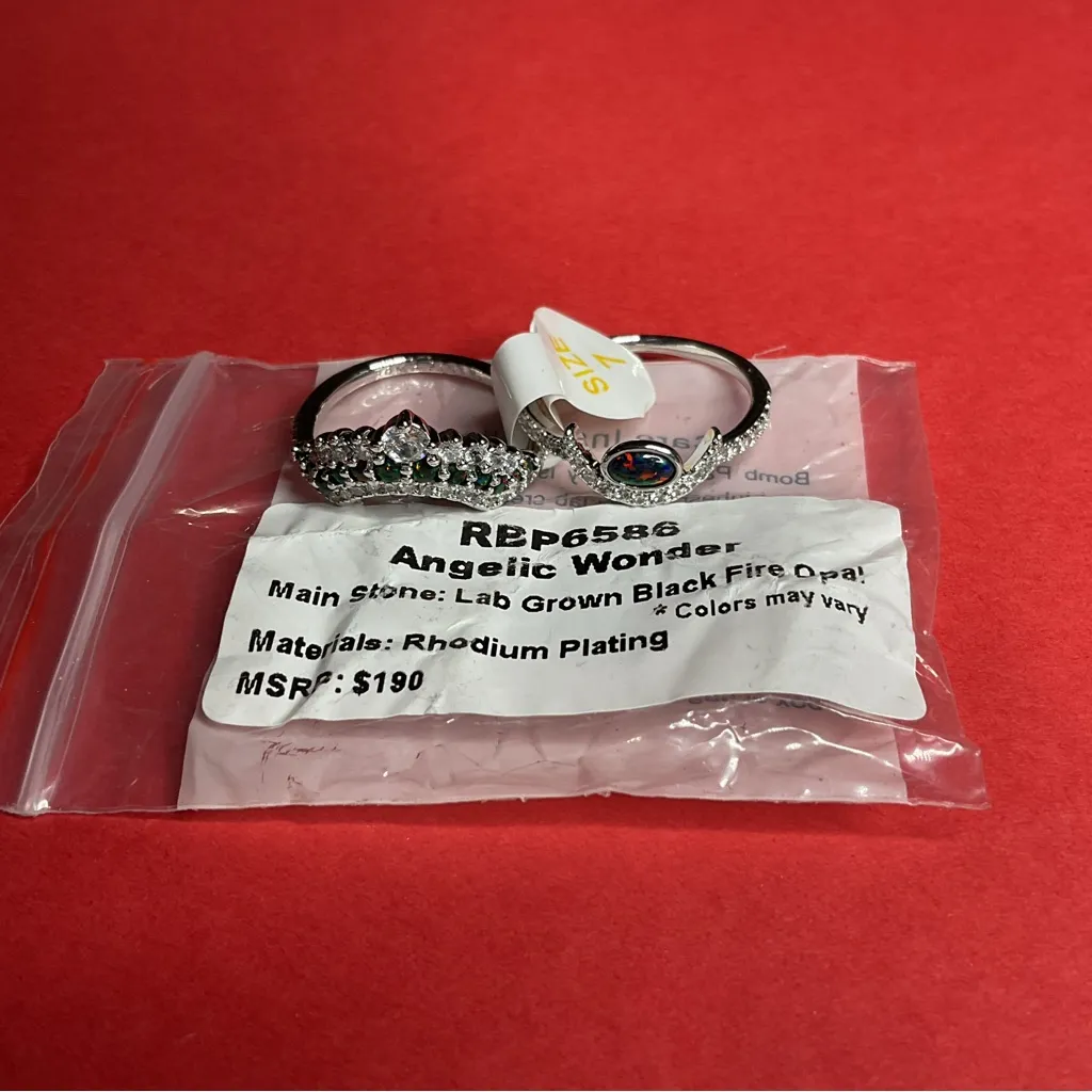 Bomb Party RBP6586 “Angelic Wonder” Lab Grown Fire Opal on Rhodium Sz 7 Ring NWT Silver - Image 7