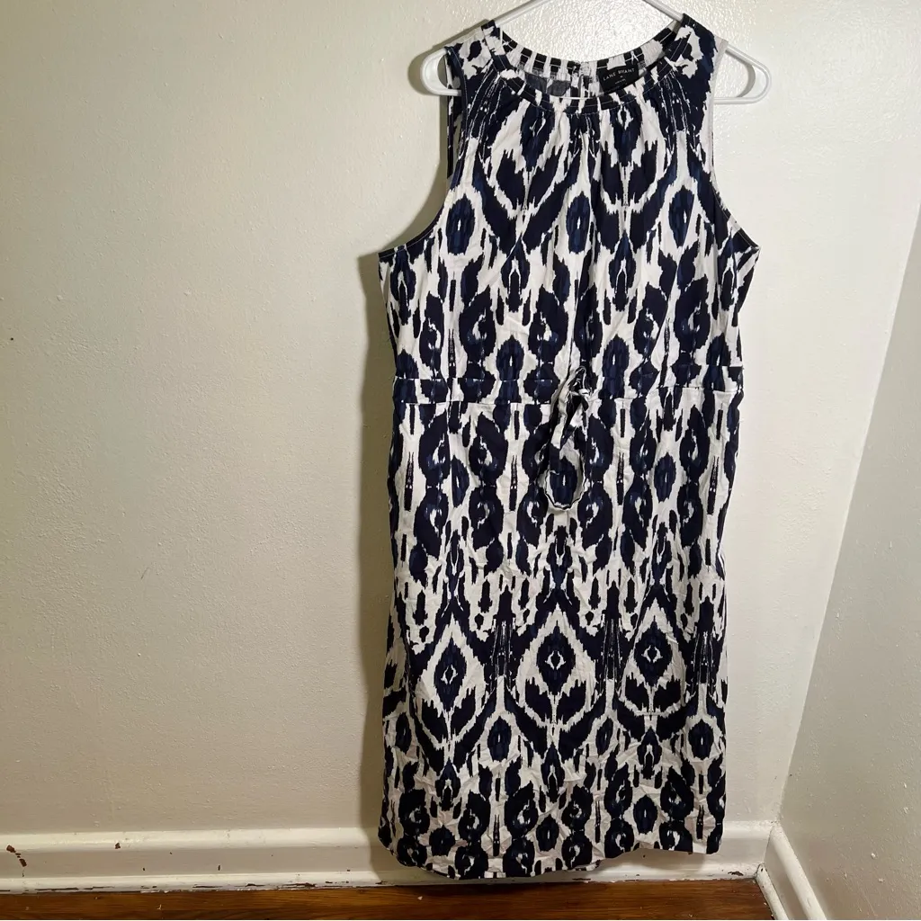 Lane Bryant Elastic-Neck Tie-Waist Midi Dress White Navy 16 - Image 4