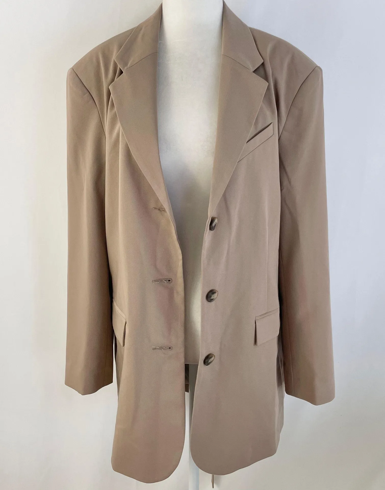 New  Belted Waist Long Blazer Tan Size 6 - Image 16