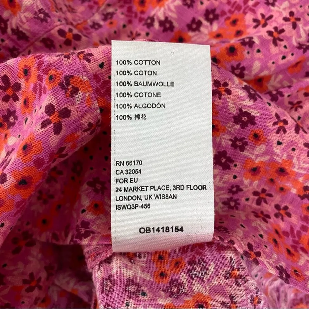 Free People I Found You Pink Floral Print Blouse size small NWTS Puff Sleeves - Image 8