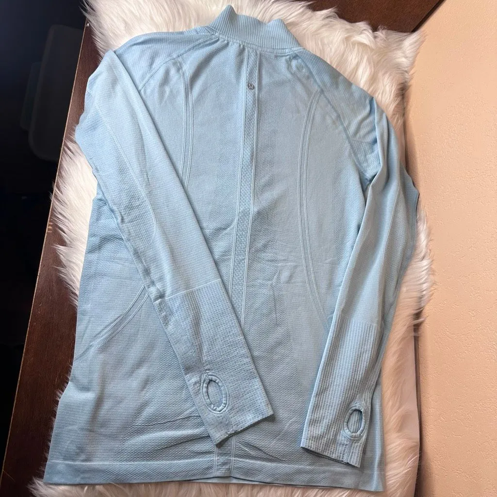 Lululemon Run: Swiftly Tech 1/2 Zip Heathered Blue Moon Size 12 - Image 13