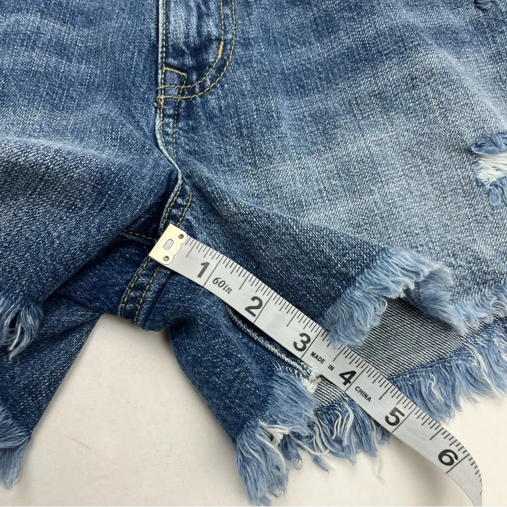 KanCan Mom Denim Jean Short Frayed Cutoff Relaxed Thigh Womens Size 13 / 30 NEW‎ Blue - Image 9
