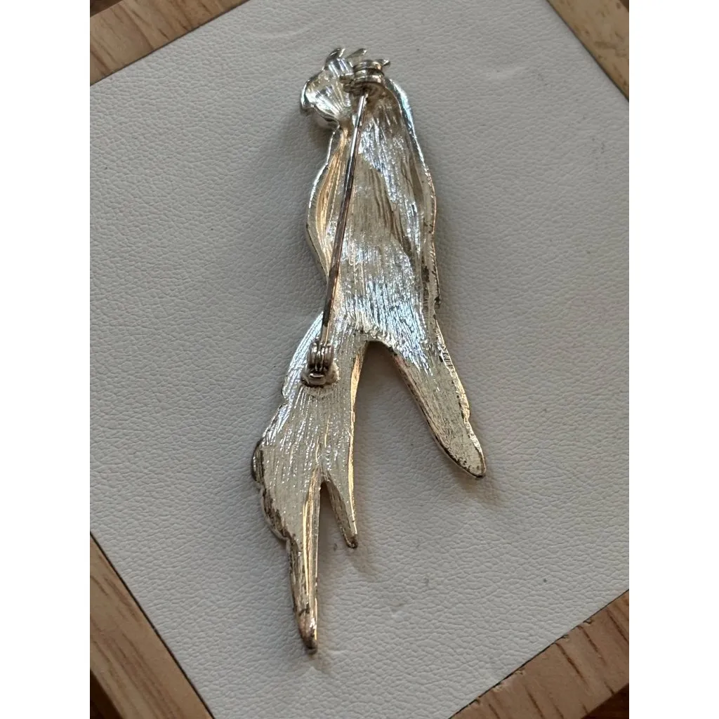 Vintage Parrot Brooch Multicolor Enamel Silver Tone Bird Pin Jewelry Red - Image 3