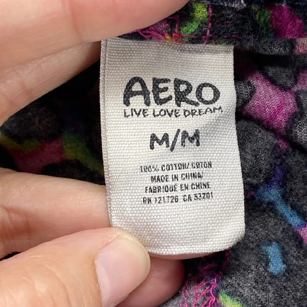 AERO Leopard Print Flannel Lounge Pants Rhinestone Logo Comfy Casual Medium Purple - Image 6