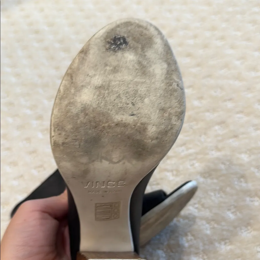 Vince Black Allison Wooden Block Heel Mules - Image 6