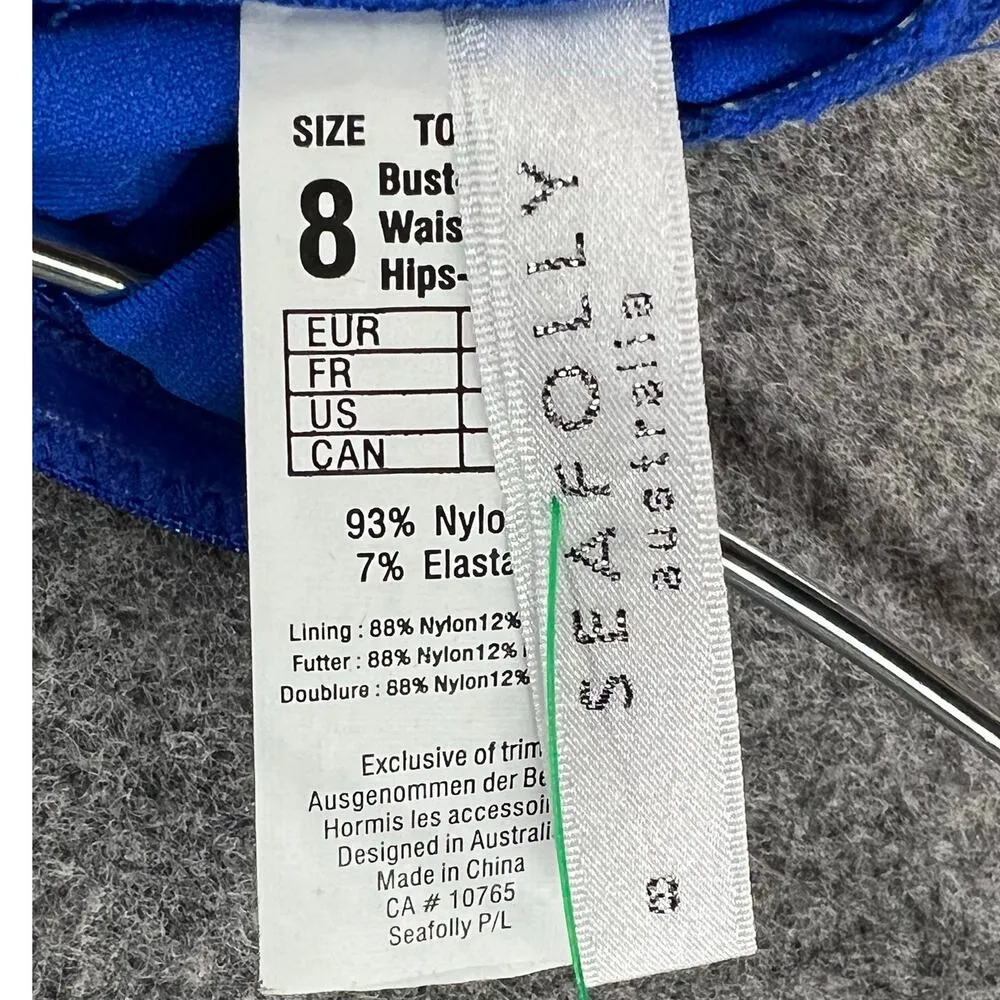 Seafolly Bikini Swimsuit US 4 Blue Halter Bandeau Twisted Hipster Bottom 2 Piece - Image 15