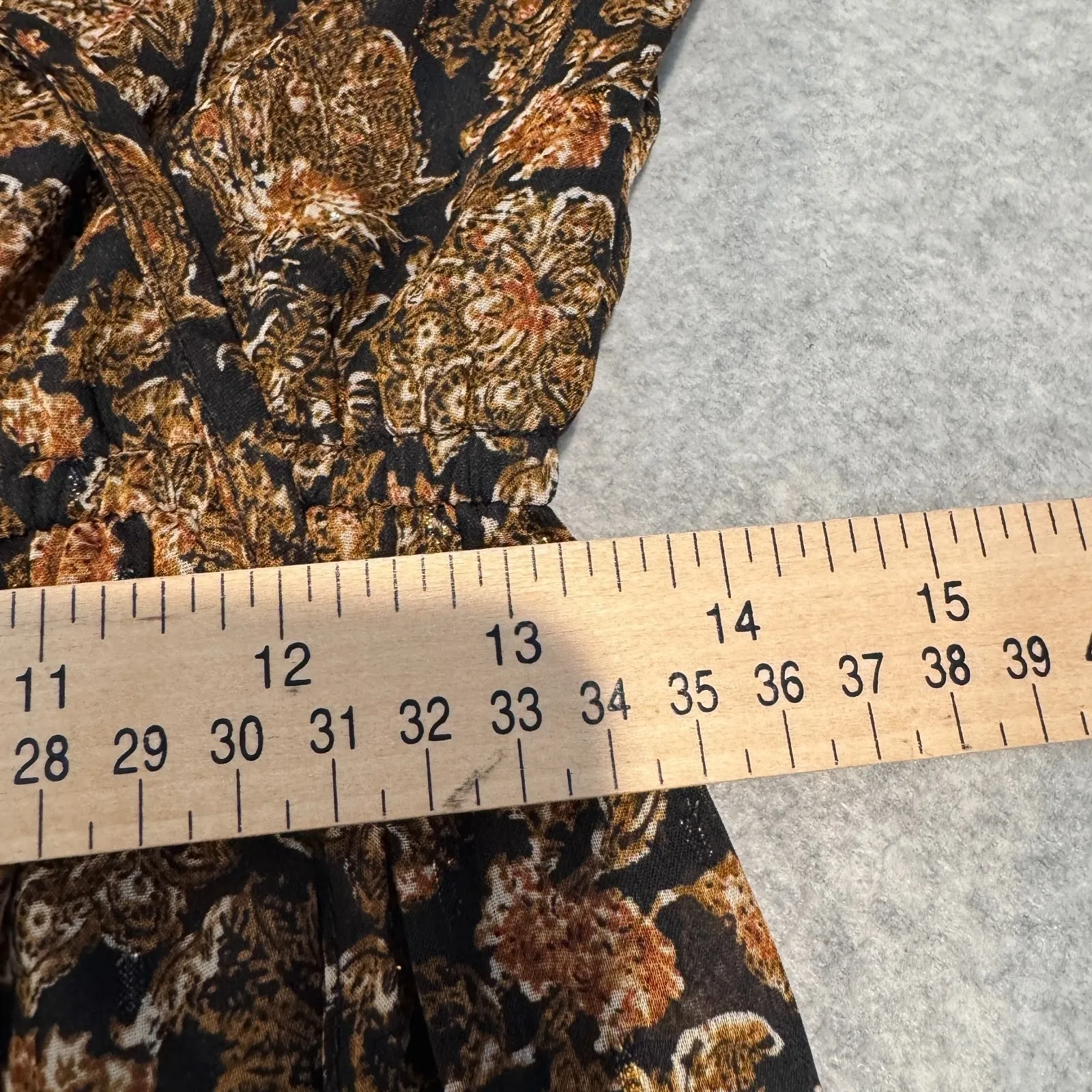 Moon River Tiered Ruffle Maxi Dress Womens Medium Fall Brown Black Metallic Gold - Image 16