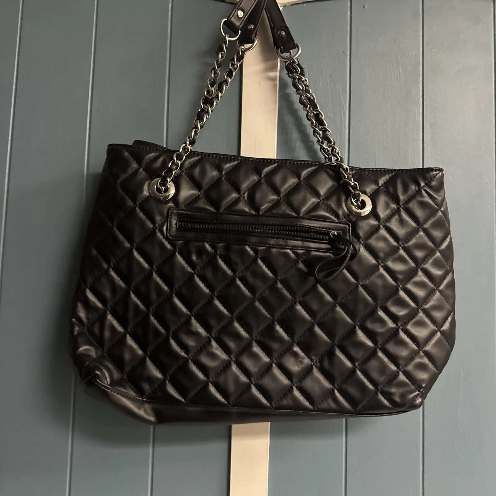 Jessica Simpson Women's Black Tote Shoulder Bag - 18" W x 13" H Purse Pearl Stud - Image 7