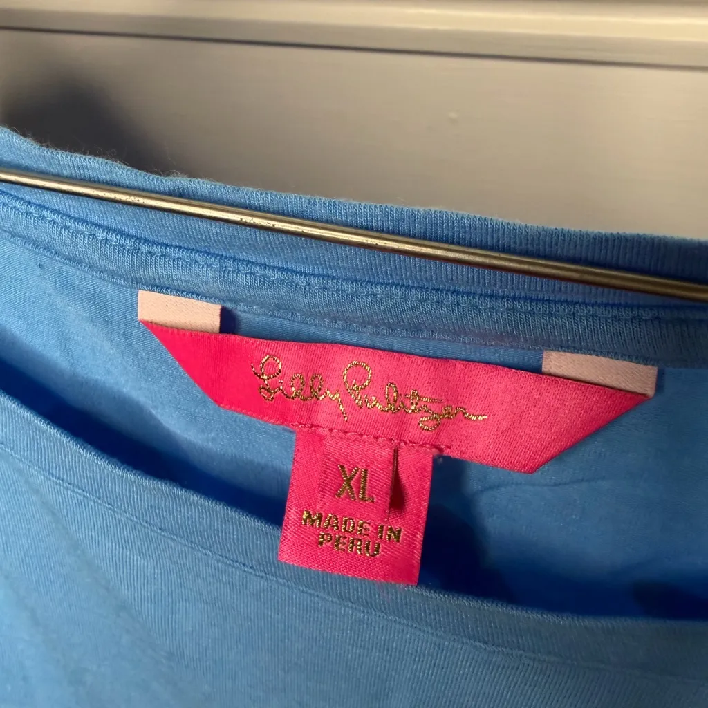 Lilly Pulitzer Two-Tone Blue and Pink Long Sleeve  Finn Tee - Image 3