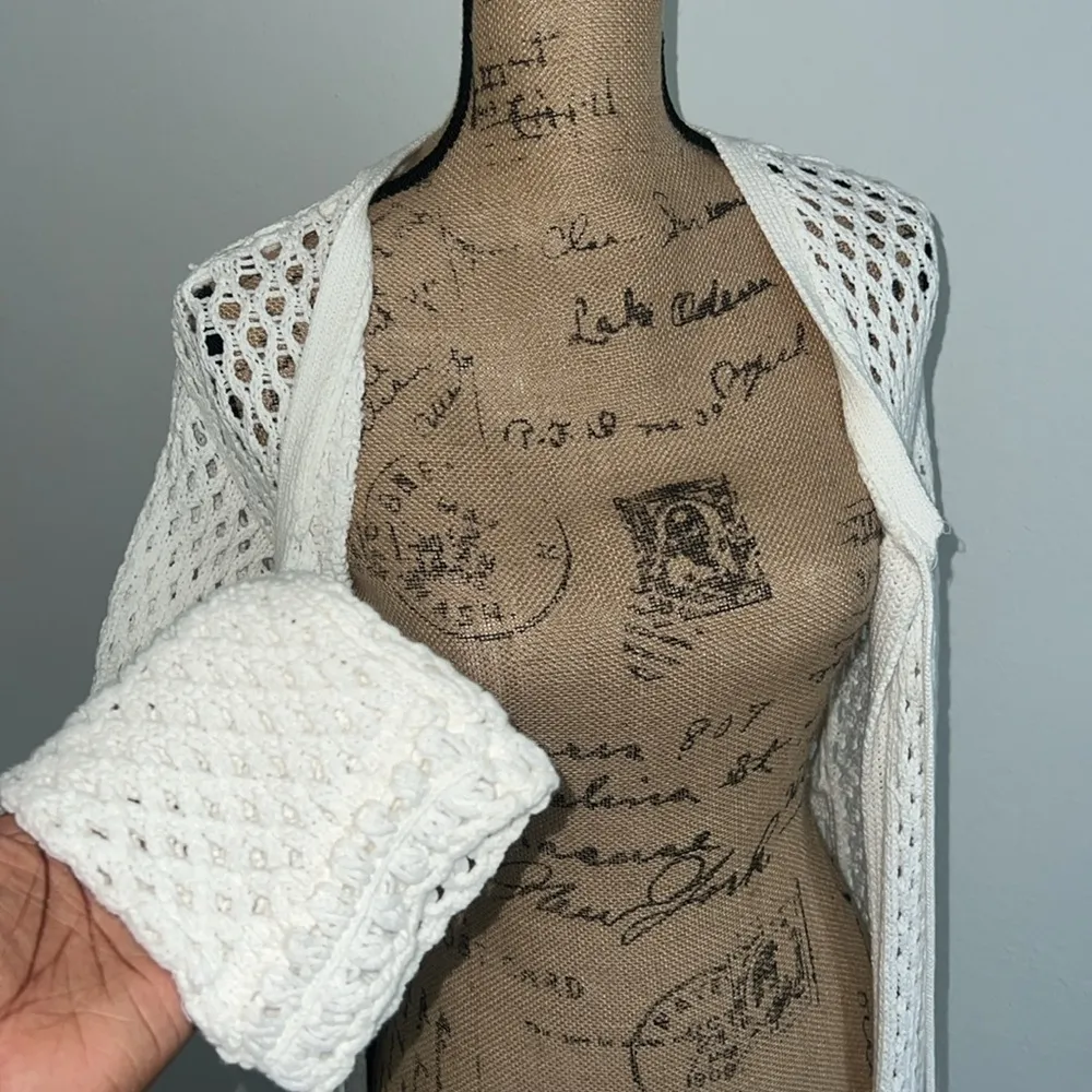 Boston Proper Boho  White Long Open Knit Duster - Image 7