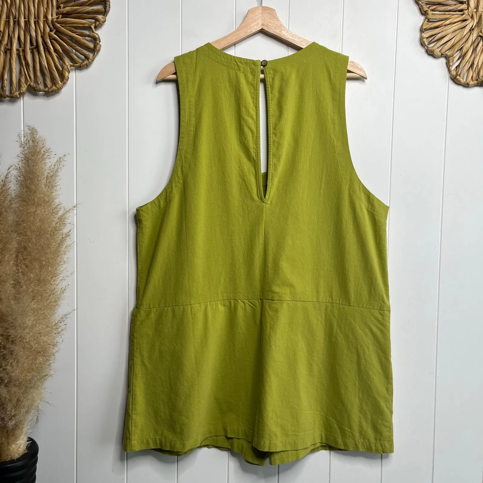 Free People romper cotton one-piece jumpsuit onesie XS playsuit green - Image 3
