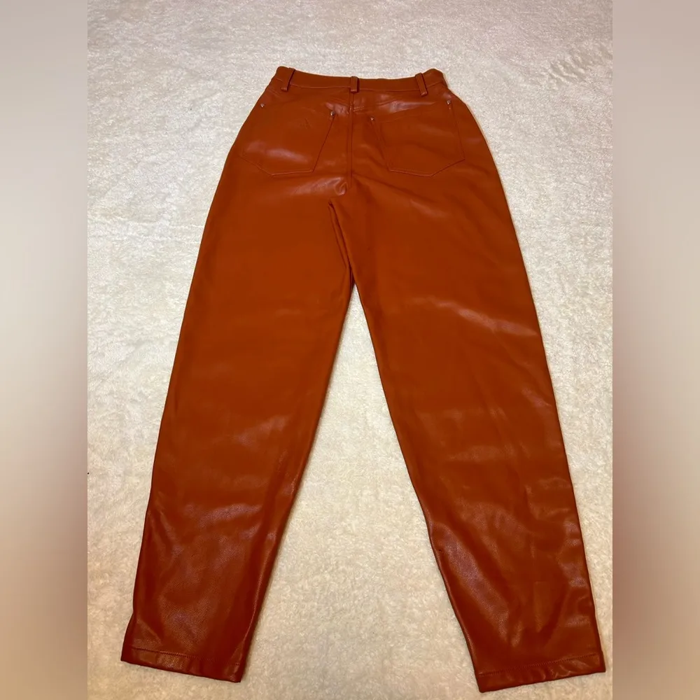 NWT WeWoreWhat‎ Dani Vegan Leather Boyfriend Burnt Orange Dress Pants - Image 8