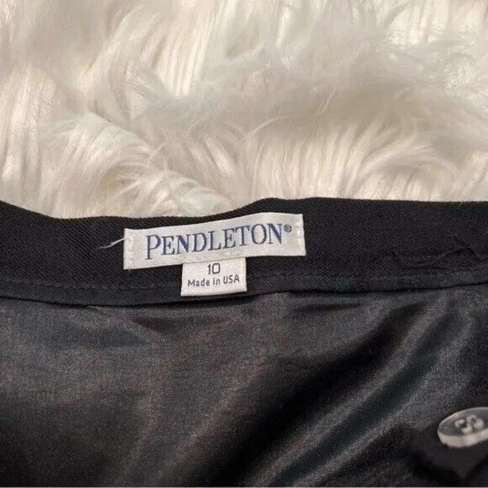 Pendleton Pencil Skirt Black Lined Side Zip Back Vents Virgin Wool - Image 7