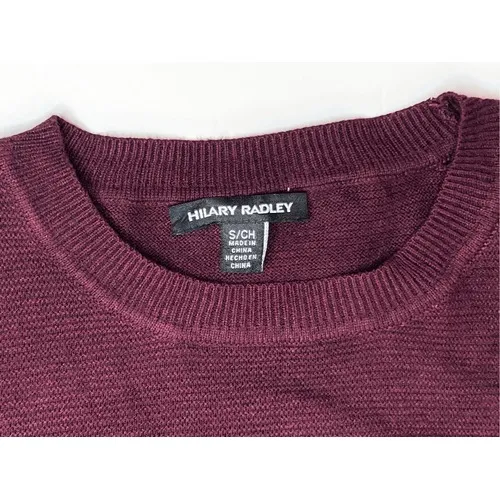 Hilary Radley Heather Burgundy V-neck Shirttail  Sweater SMALL Quiet Luxury $107 - Image 6