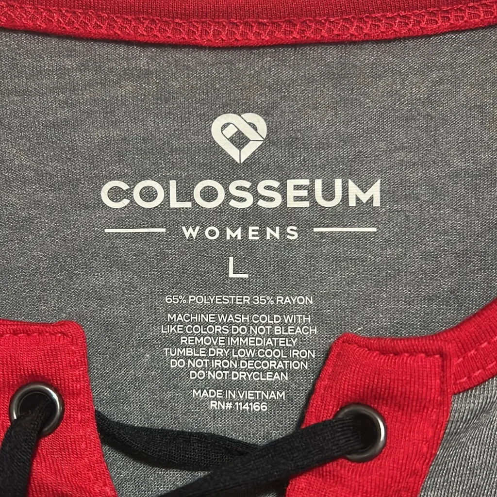 Colosseum Rutgers Red, Black and Gray Lace-Up Top NWT size large - Image 2