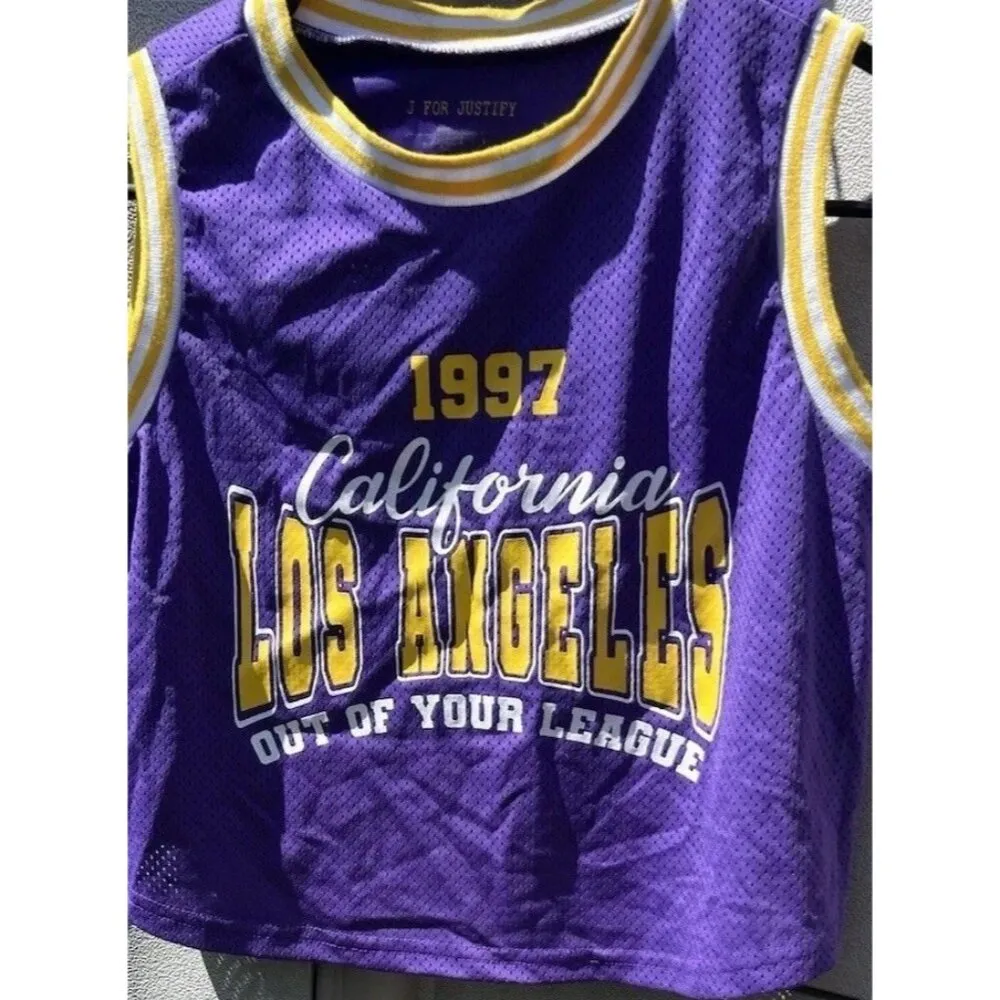 NBA Los Angeles Lakers Jersey Shoulders Cropped Womens T - Image 2