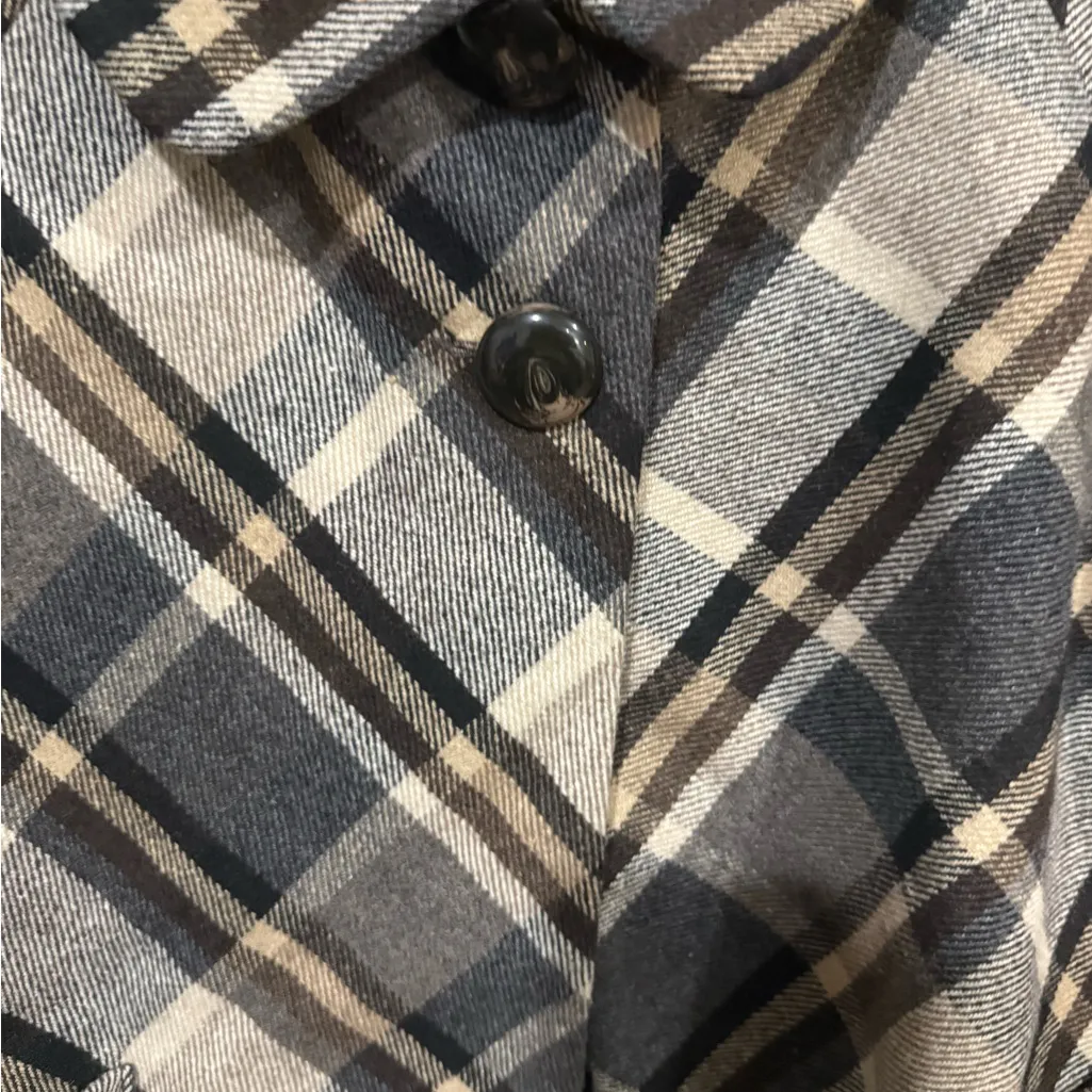 Apostrophe  Checkered Pea Coat - wool blend size large - Image 6