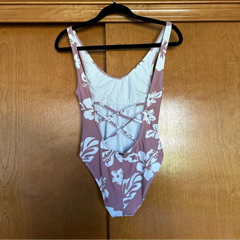 Ele Swims Chloe One Piece Swimsuit in Aloha Mauve Floral Size Medium Pink - Image 6