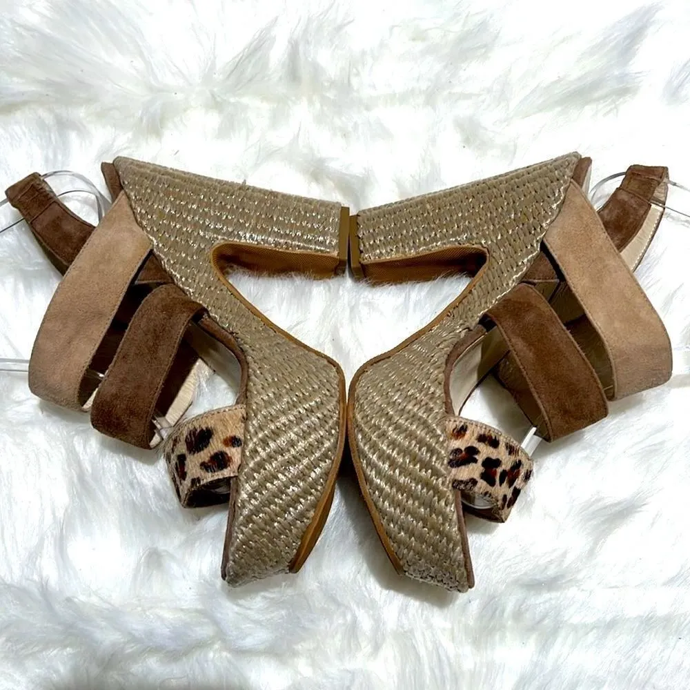 Brunomagli Leopard Calf Fur Platform Heels Size 37/6 - Image 7