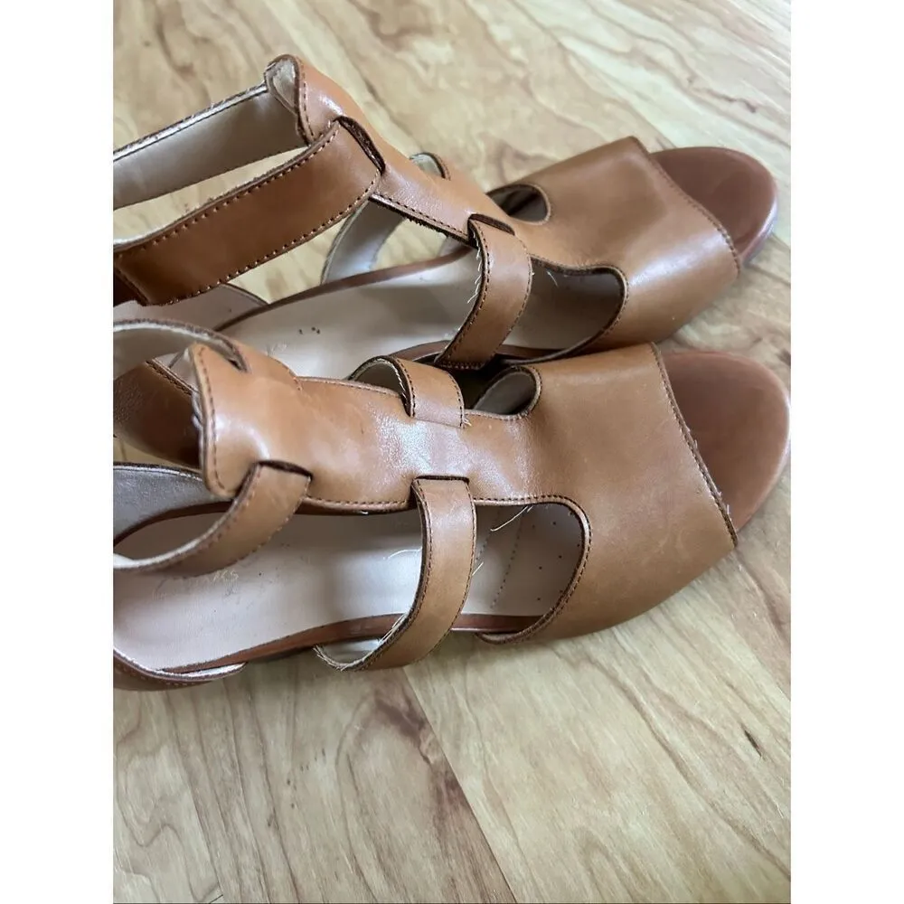 Clarks Deloria Fae Heeled Sandals Upper Leather Brown Women's US 6.5M - Image 3