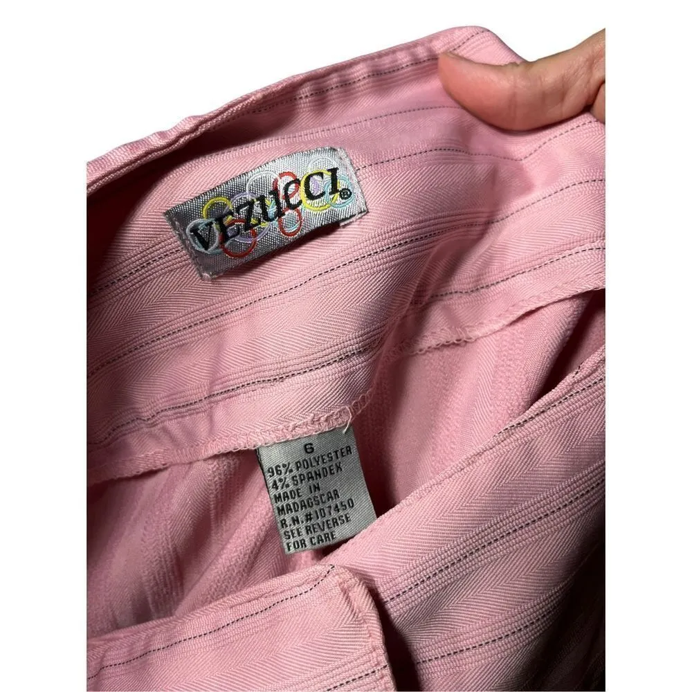 Vintage Y2K Vezucci Pink Low Rise Wide Leg‎ Career Pants Size 6 - Image 9