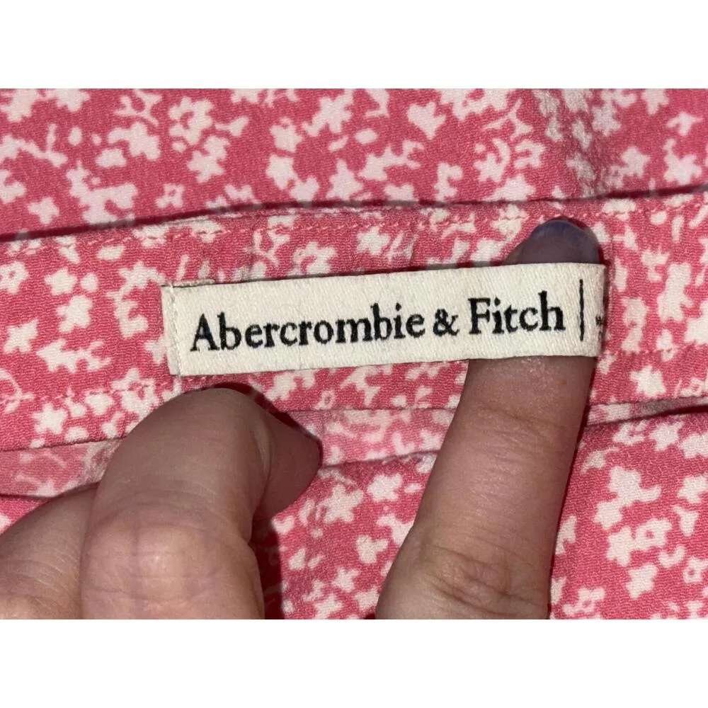 NEW Abercrombie & Fitch Pink White Floral Slit Wrap Midi Skirt Womens Size M - Image 4