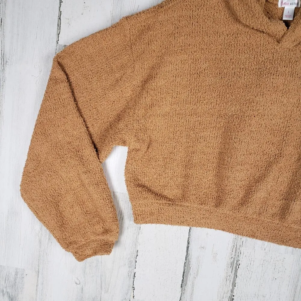 NWT Flirtitude Active Lightweight Soft Knit Cropped Hoodie Women's Size Large - Image 3