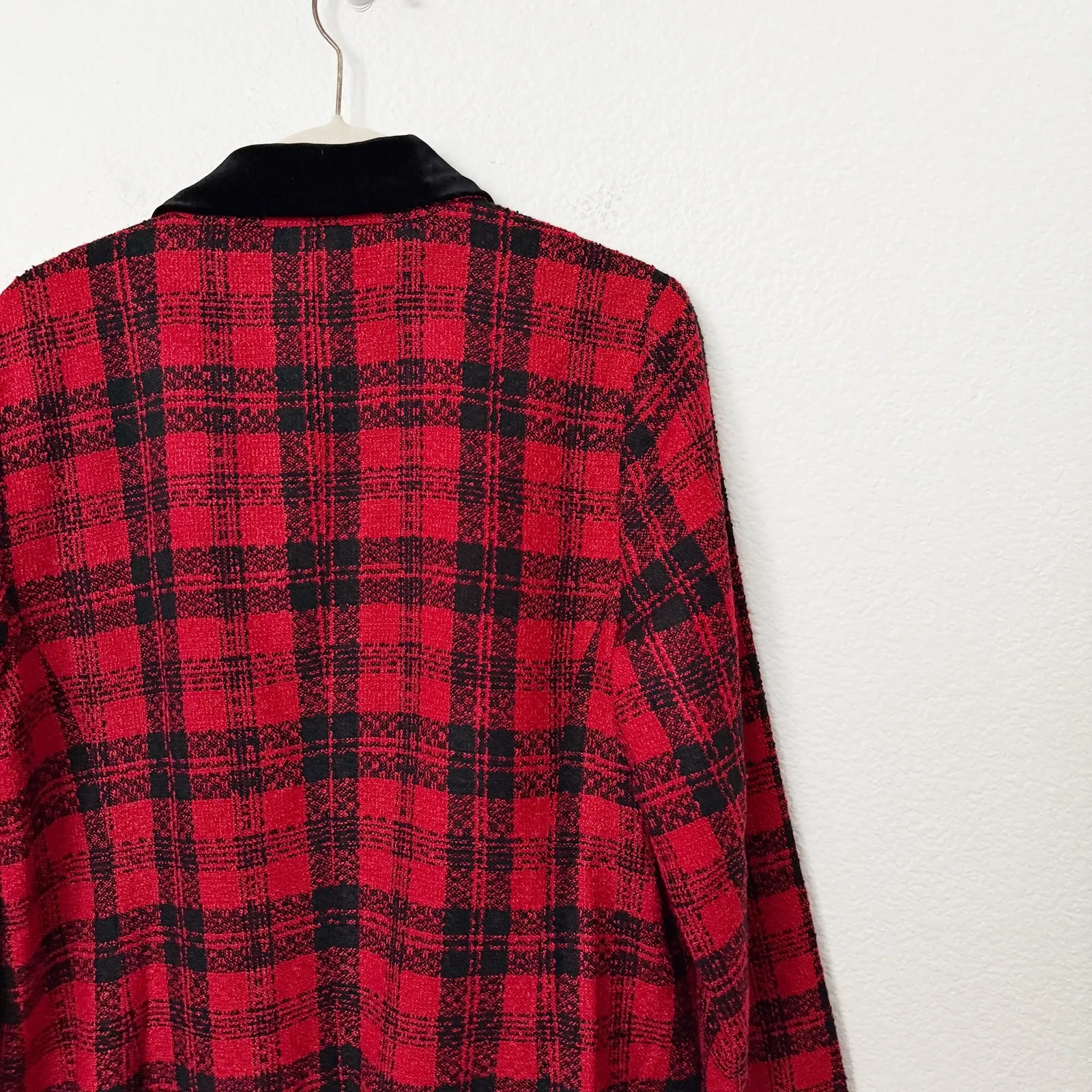 [Charter Club] Red Black Tartan Plaid Double Breasted Blazer Jacket Holiday 10 - Image 9