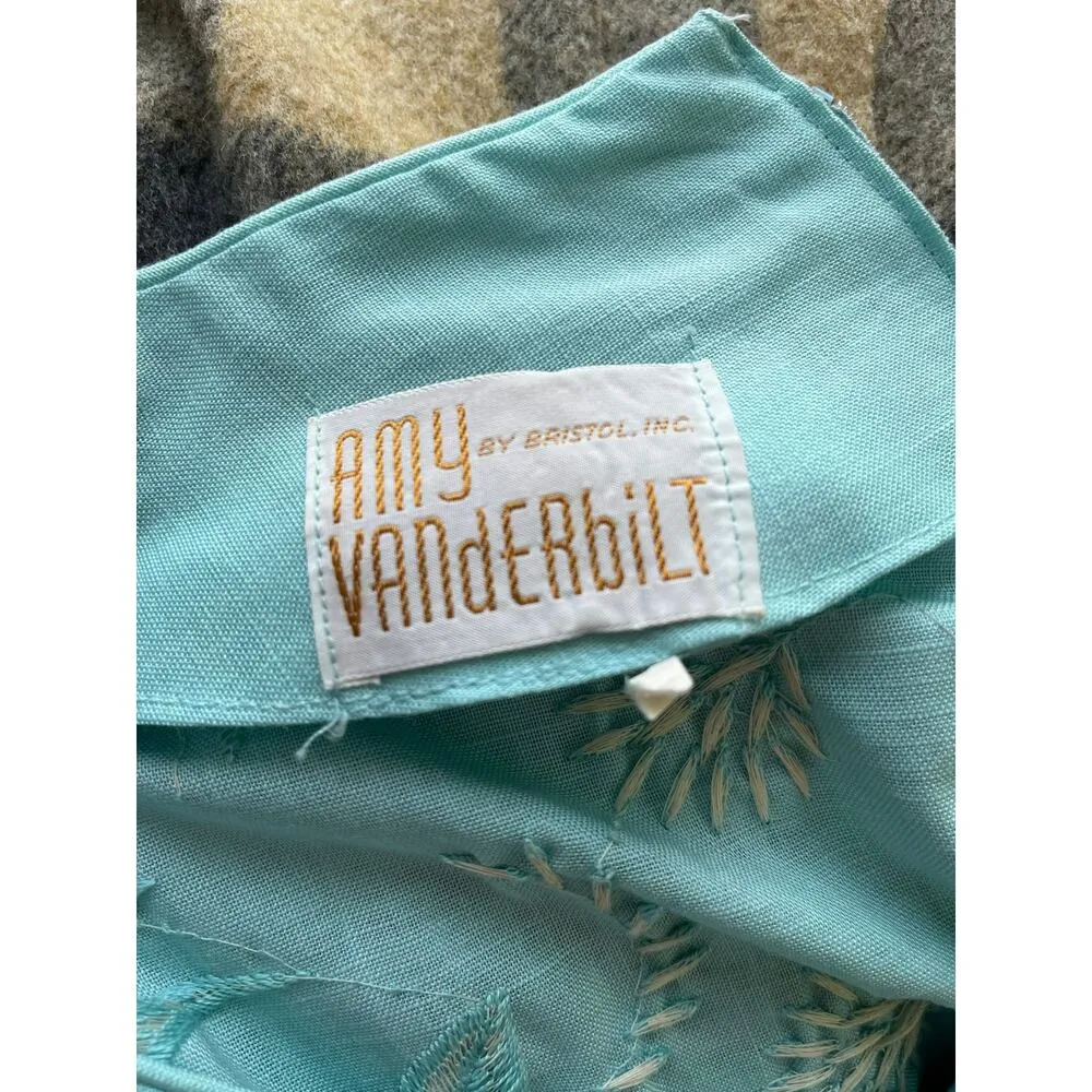 1960s Vintage Amy Vanderbilt by Bristol Dress, Mint/Aqua Size 10/12 Large - Image 6