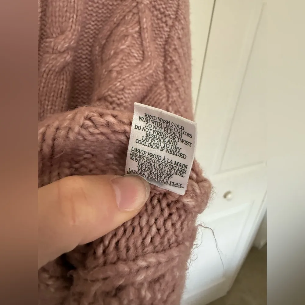 Z Supply Ryleigh Cable Knit Cardigan Dusty Rose Pink Sweater Size Small - Image 9