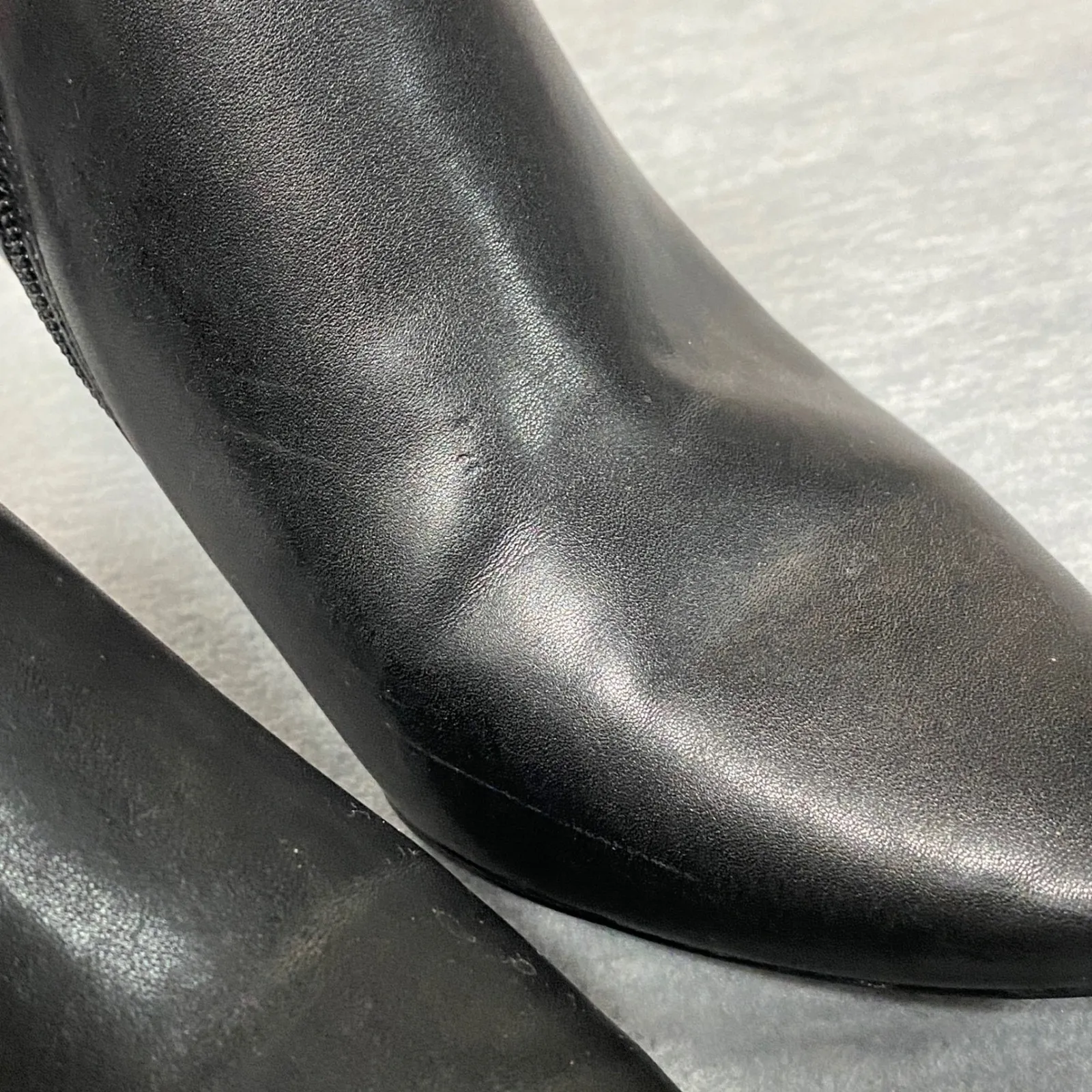 Calvin Klein Black Leather Pointed Toe Heeled Booties Ankle Boots - Image 6