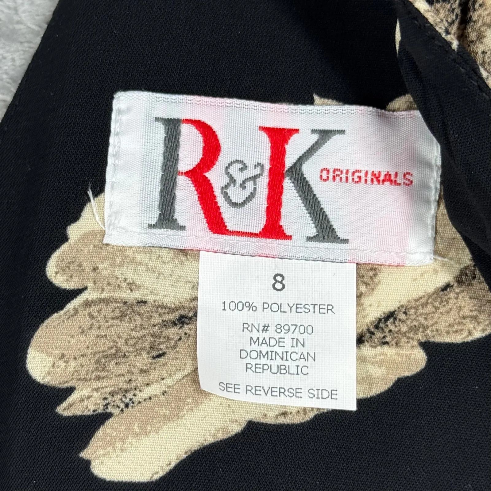 R&K Originals Dress 8 Vintage 90s Black Floral Tie Strap Whimsigoth Fairy Grunge - Image 7