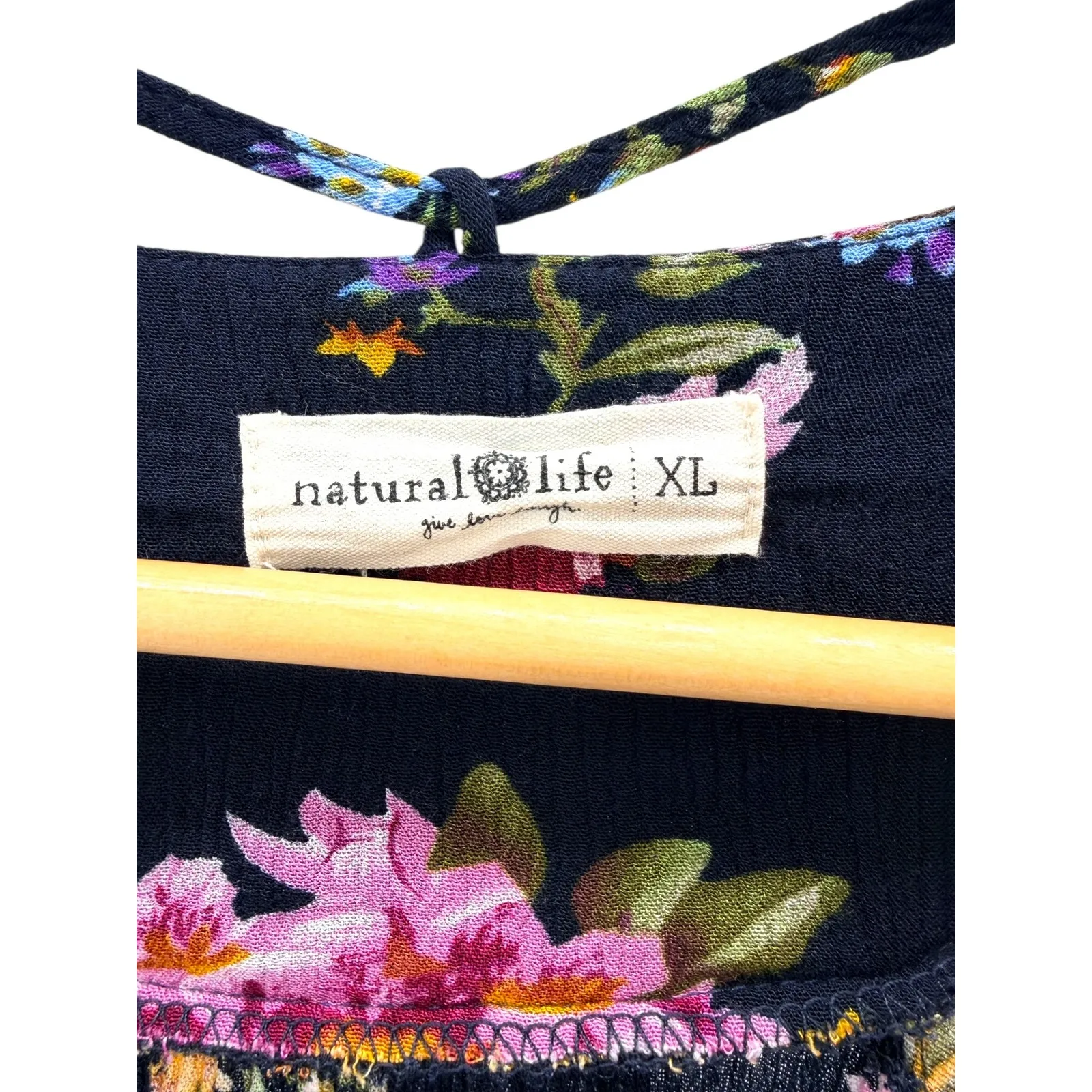 Natural Life Rowan Side Slit Midi Dress Floral Print Boho Cottagecore Whimsy XL - Image 7