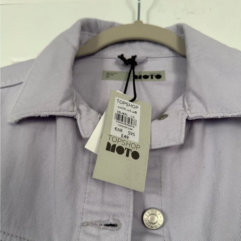 Topshop Moto Light Lilac Ripped Elbow Denim Jacket - Image 7