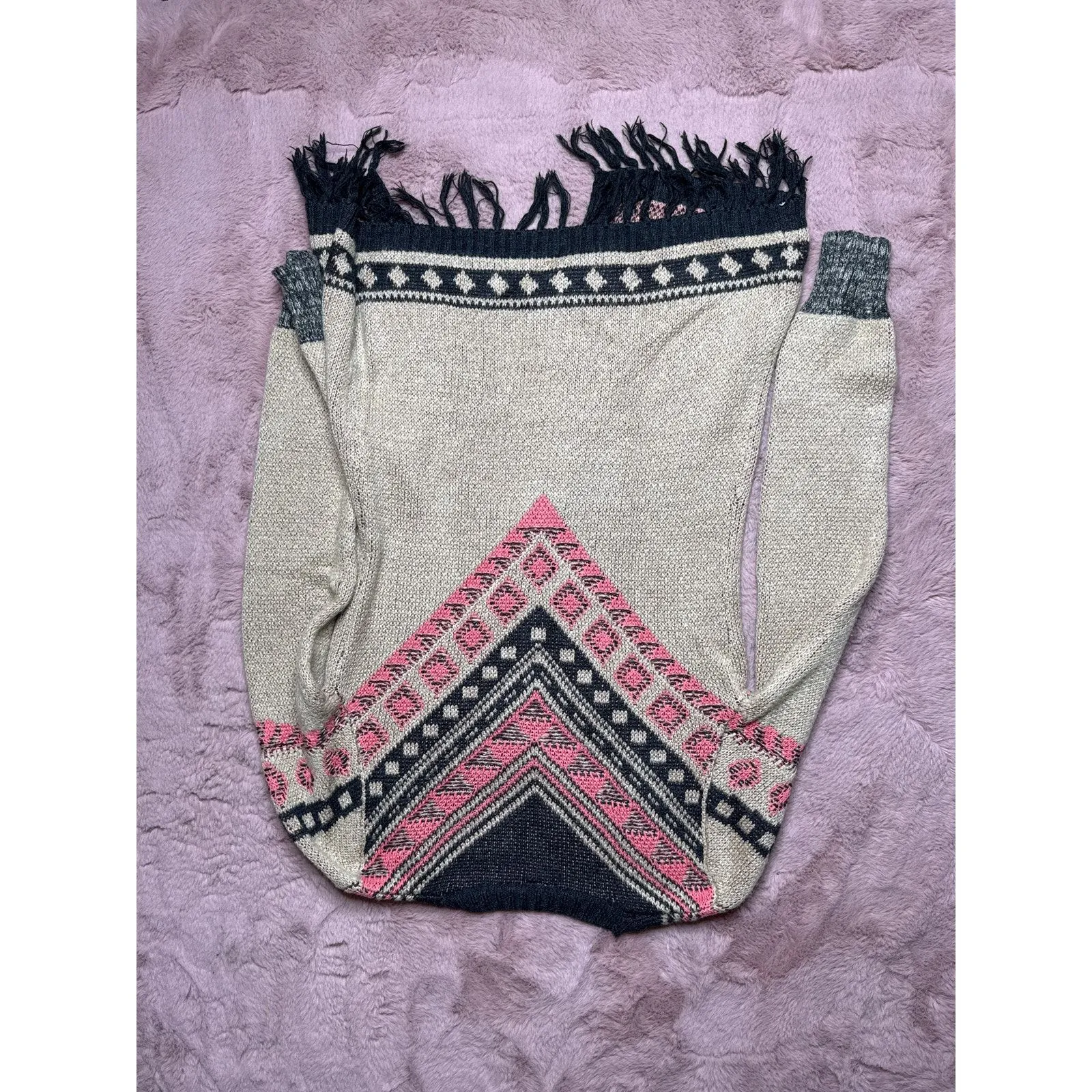 Gimmicks by BKE Women’s Cardigan Size Large Boho Open Front Knit Fringe - Image 7