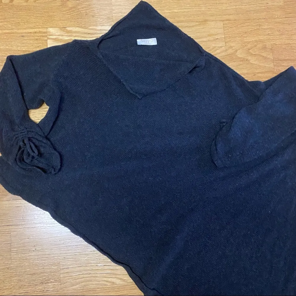 Suzy D Charcoal Asymmetrical Cinched Sleeve Career Capsule Wardrobe Mini… Gray - Image 2