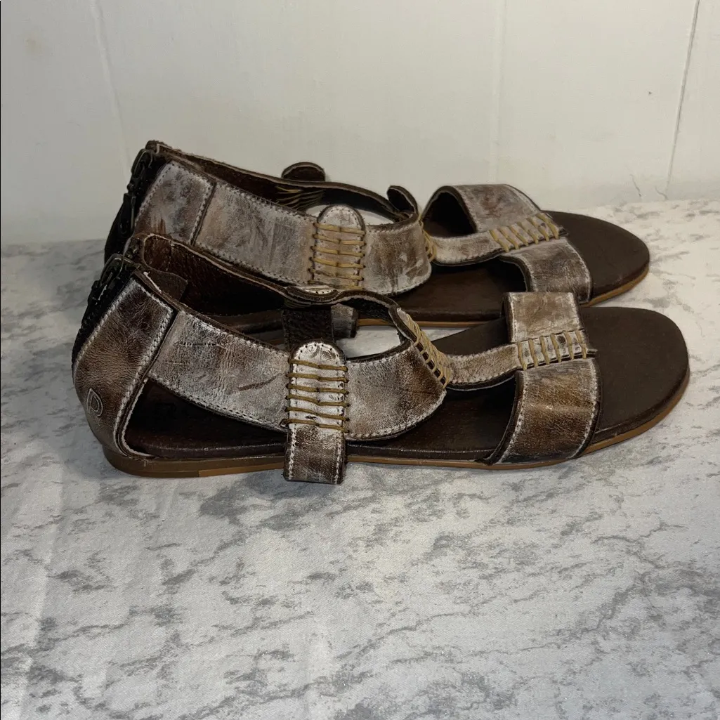 Roan Women’s Open Toe Slip On Brown Leather Sandals Size 8 - Image 2