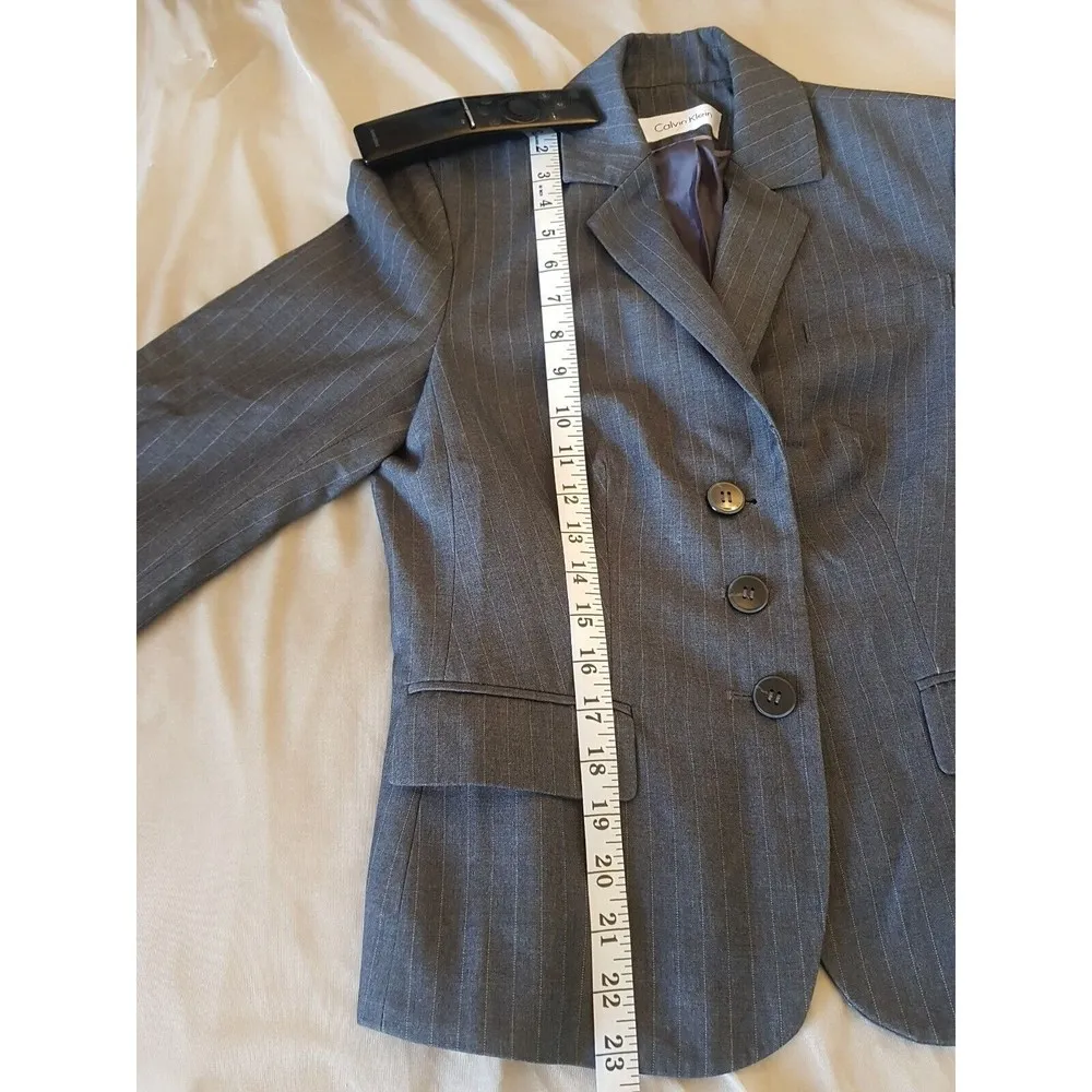 Calvin Klein Womens Blazer Jacket XS Pinstripe Career Work Wear Office Business - Image 11