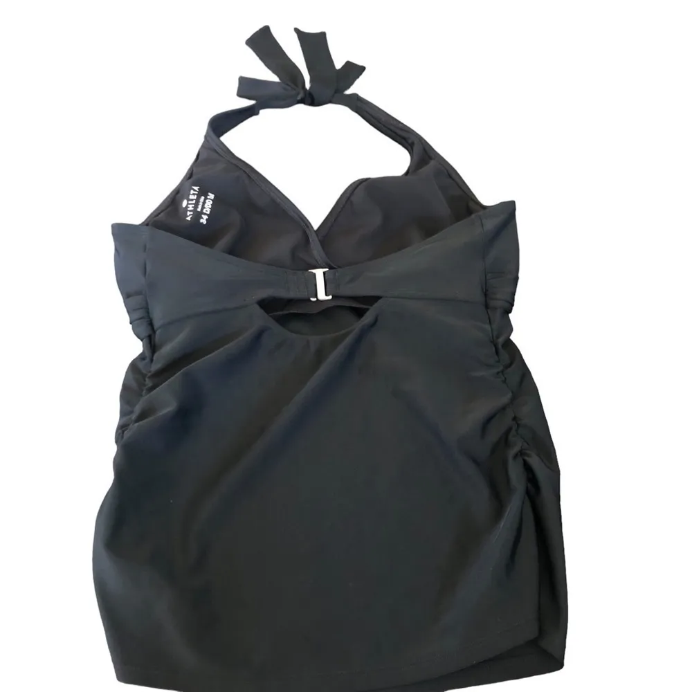 Athleta Twist Underwire Bra Cup Tankini Black 34D/DD Tall Halter Cut Out Back - Image 3