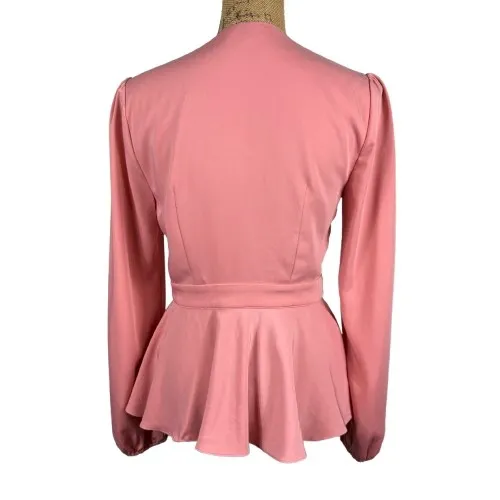 Majorelle Salmon Pink Tie Front Blazer Jacket Peplum Chic Feminine Size Small - Image 2