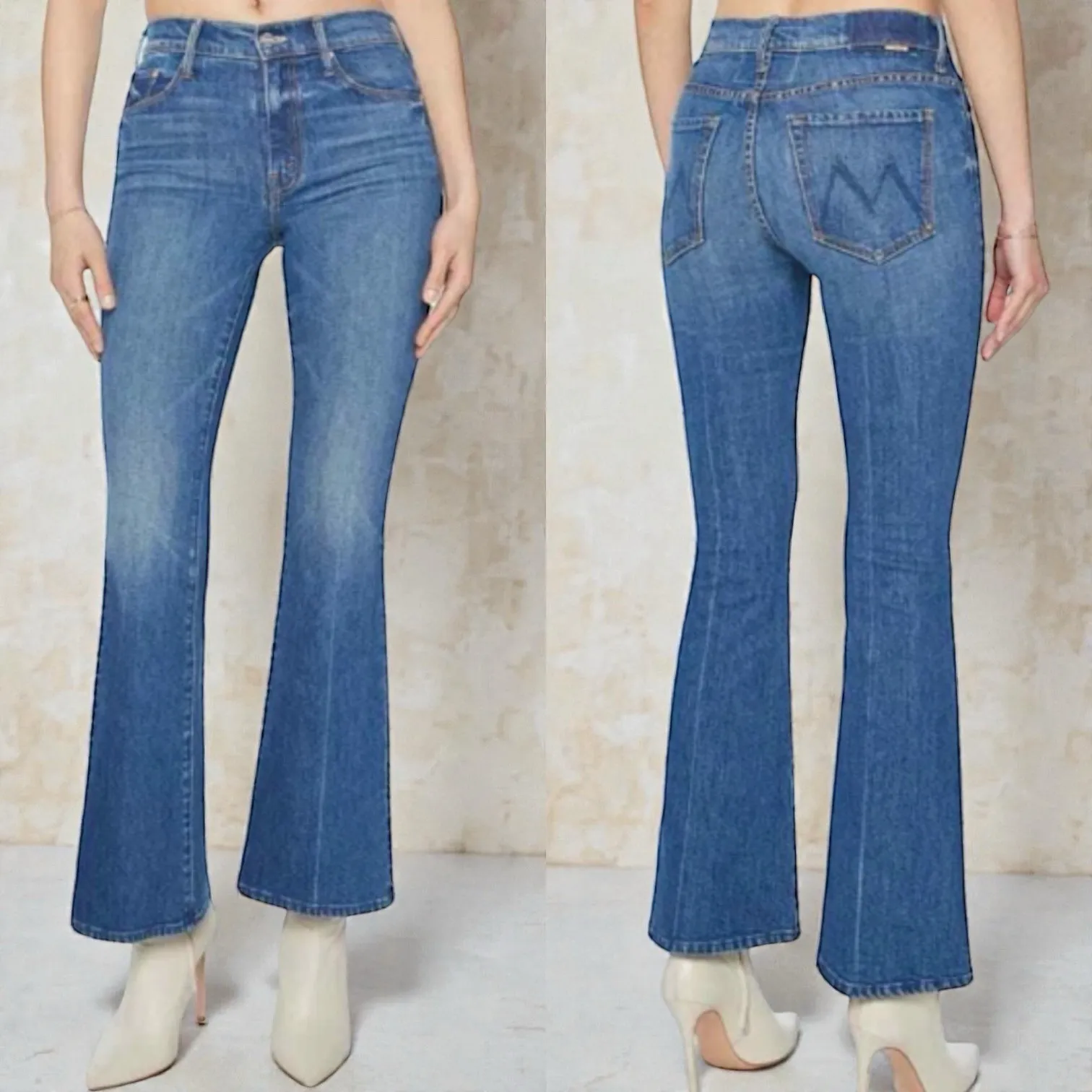 Mother Superior The Weekender Flare Leg Jeans Mid Rise Blue Denim Capsule 29 - Image 2