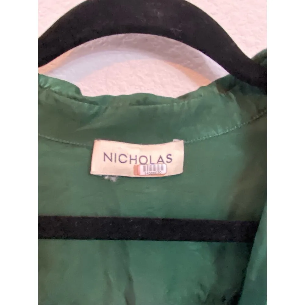 Nicholas Electra Forest Green Satin Maxi Dress Size 2 - Image 3