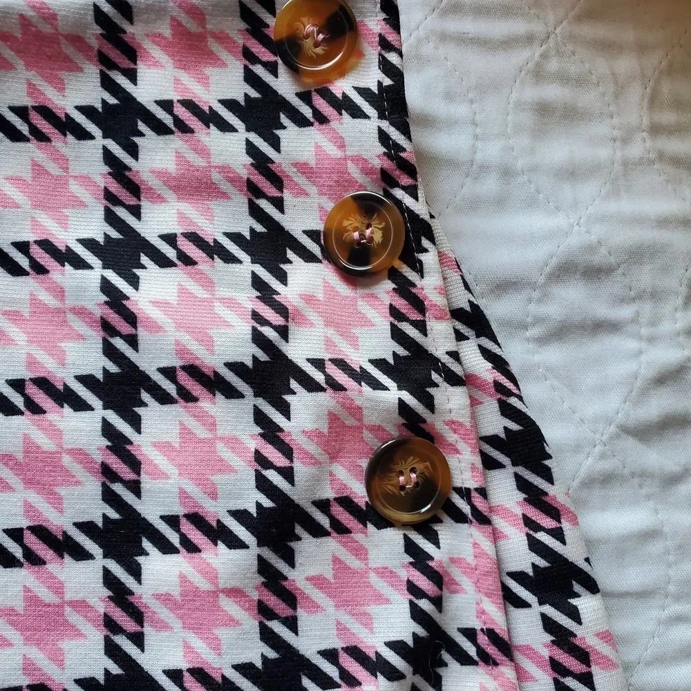 Jolie & Joy size 2x pink black plaid Houndstooth Mini Skort White - Image 6