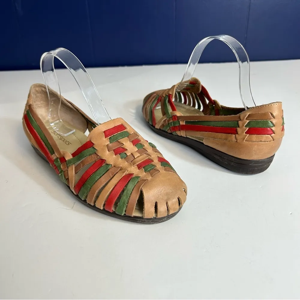 Softspots Trinidad Huarache Leather Sandals Size 9 WW Tan - Image 2